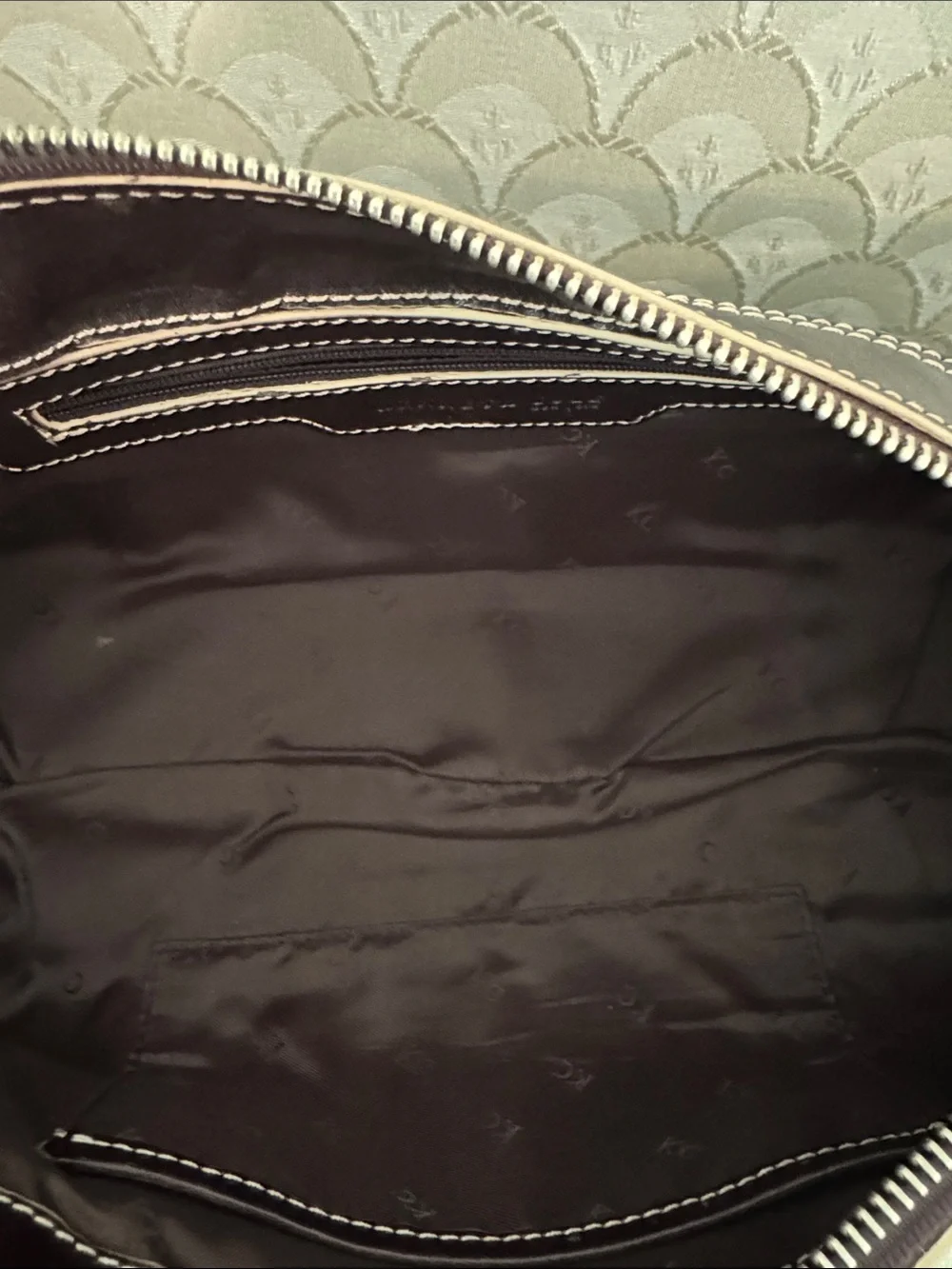 Kenneth Cole New York Brown Leather Shoulder Bag with Silver Hardware